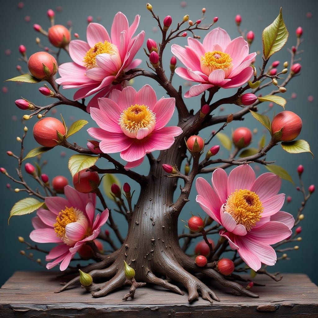 Vibrant Floral Tree Blooms in Close-Up
