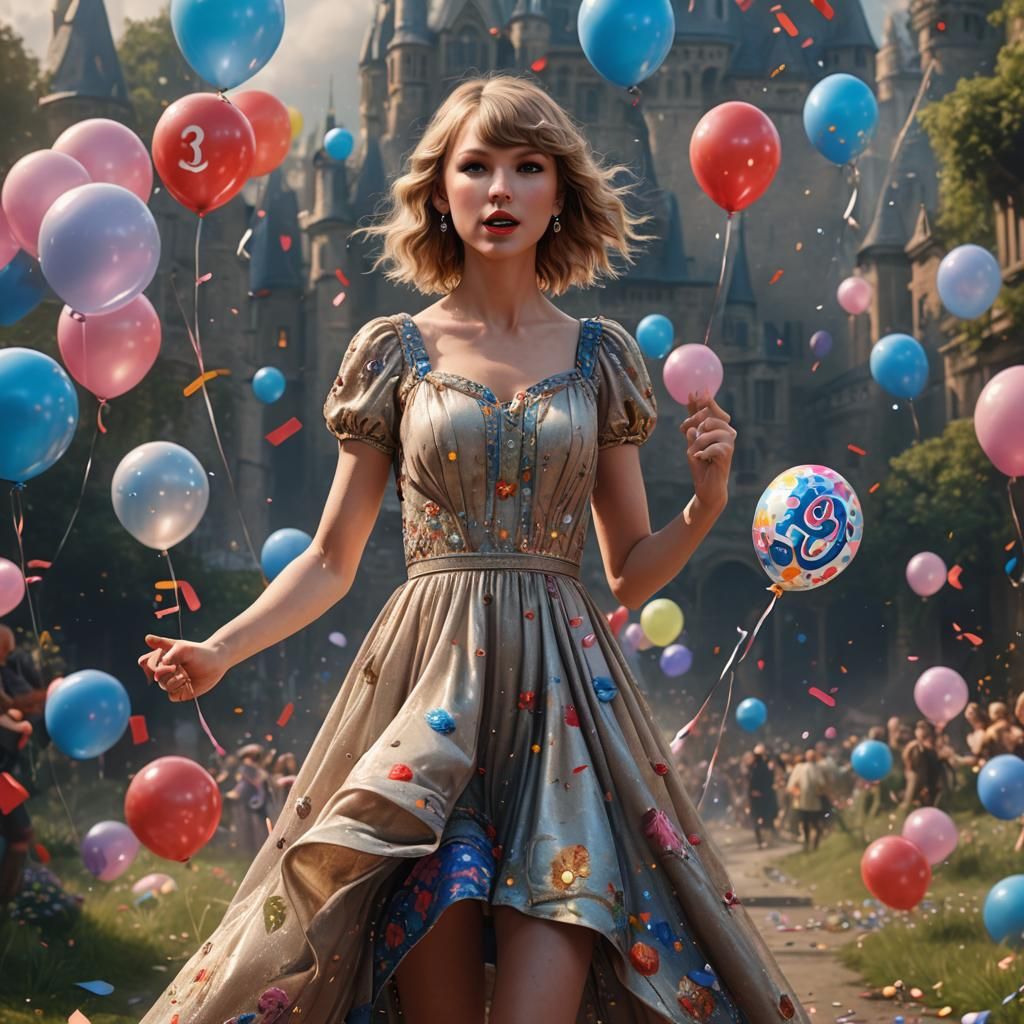 Taylor Swift Holding a Balloon: Matte Painting