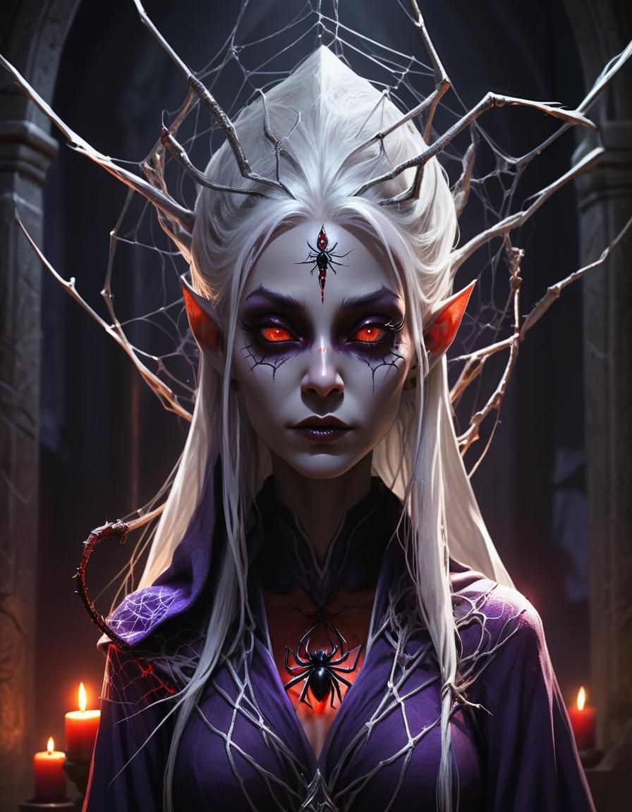 Drow Priestess in Dark Fantasy Art Style