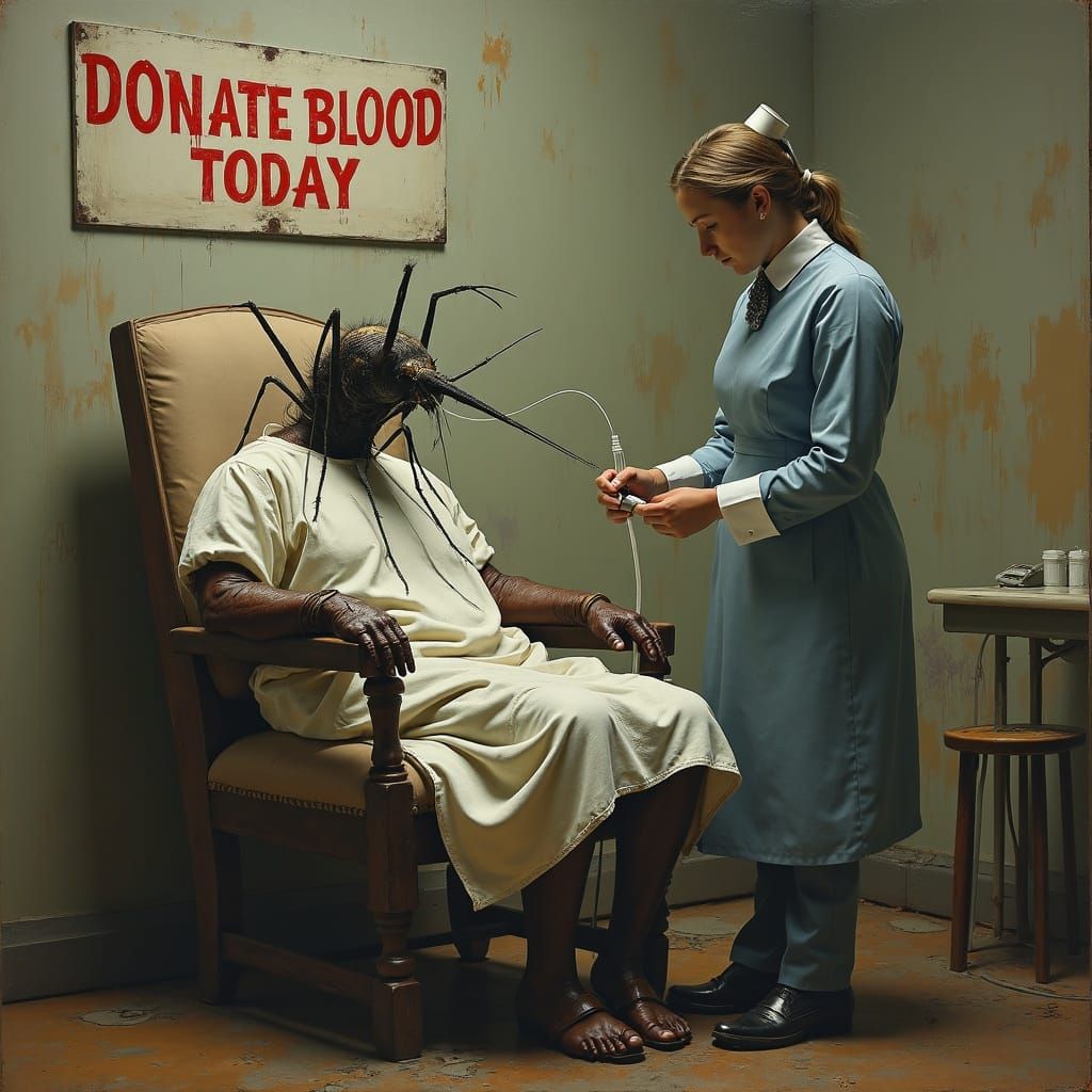 A mosquito donating blood.