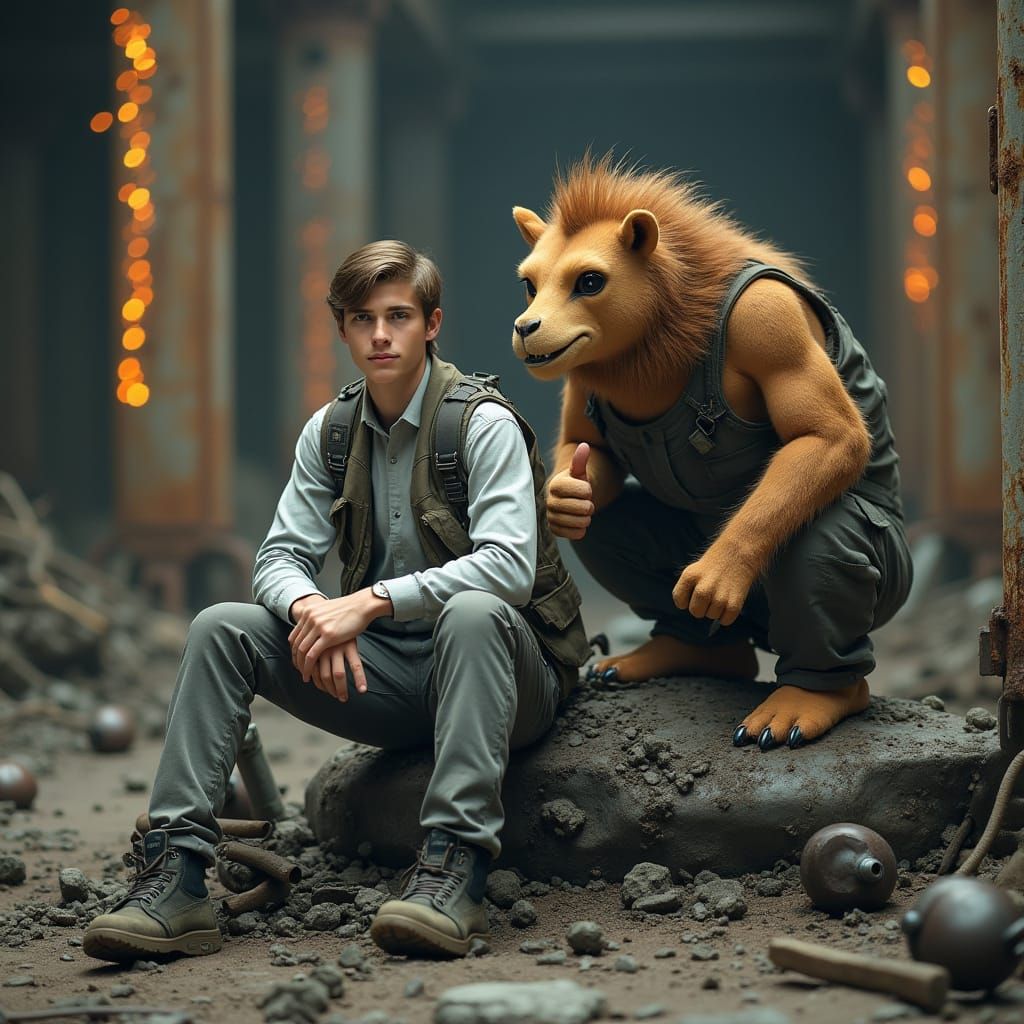 Futuristic Companions in Industrial Shadow World