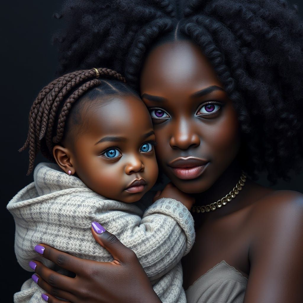 Mother and Child in Vibrant Fantasy Portrait
