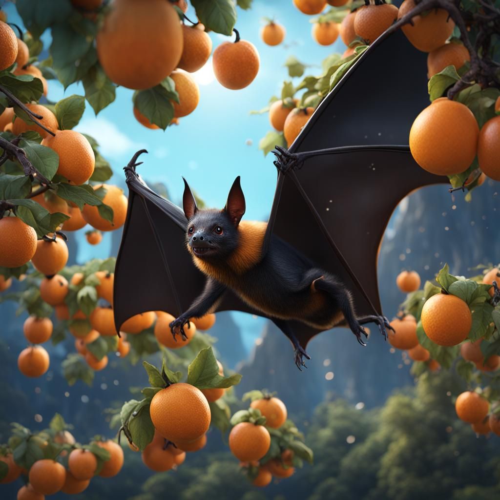 Flying Fox Fruit Bat in Detailed Matte Painting