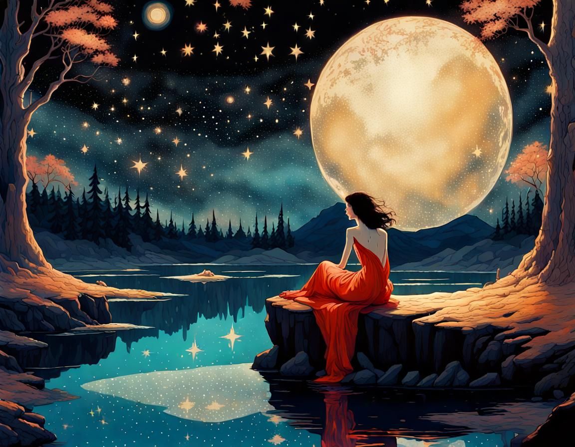 Dreamlike Fantasy World with Shimmering Stars