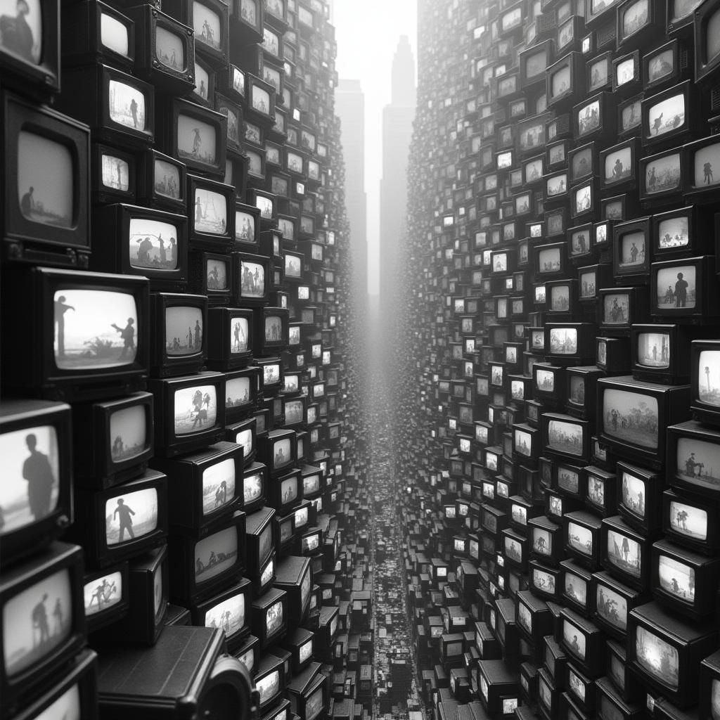 Retro TV Metropolis: A Pixel Art Mosaic of Humanity