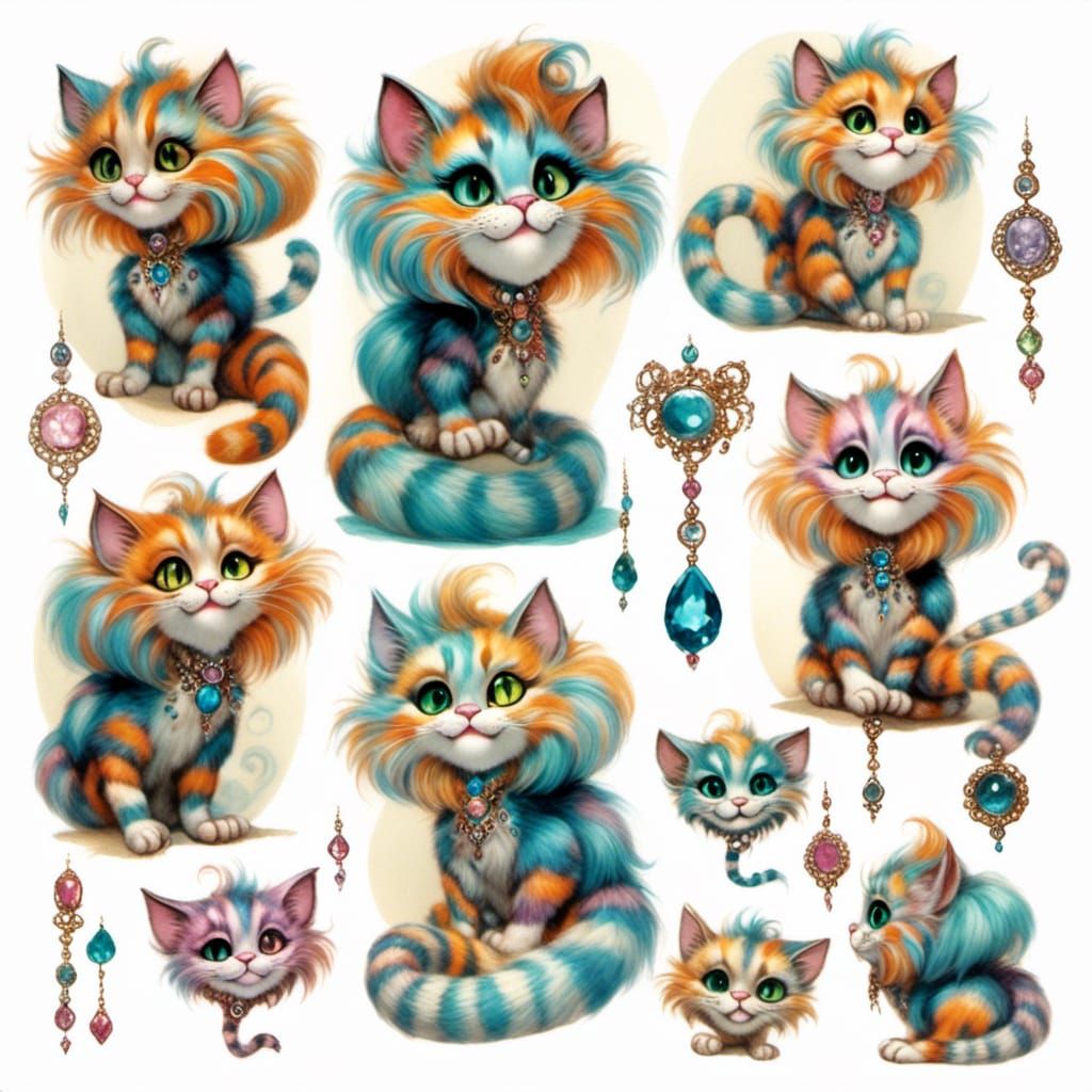 Gothic Cheshire Cat Close-Up in Tim Burton Style