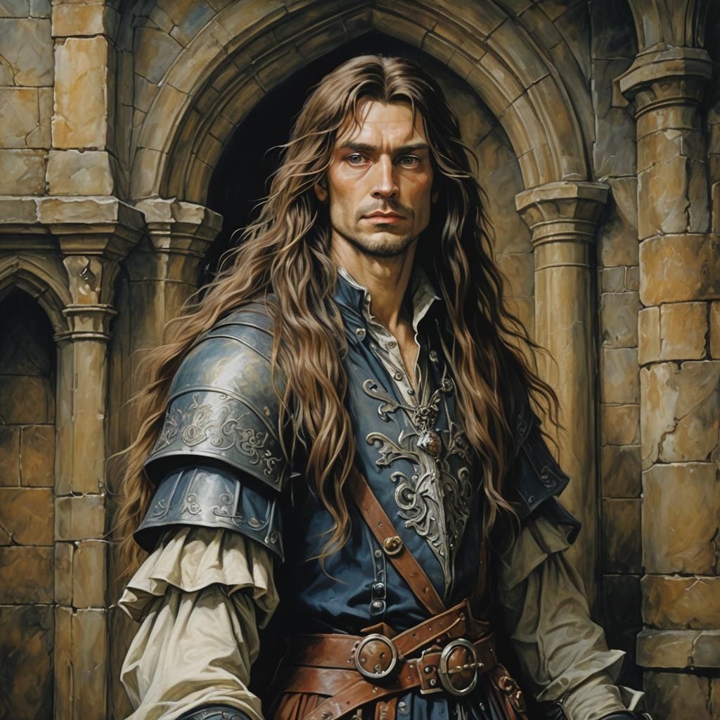 Handsome Musketeer in Castle, Brian Froud Style