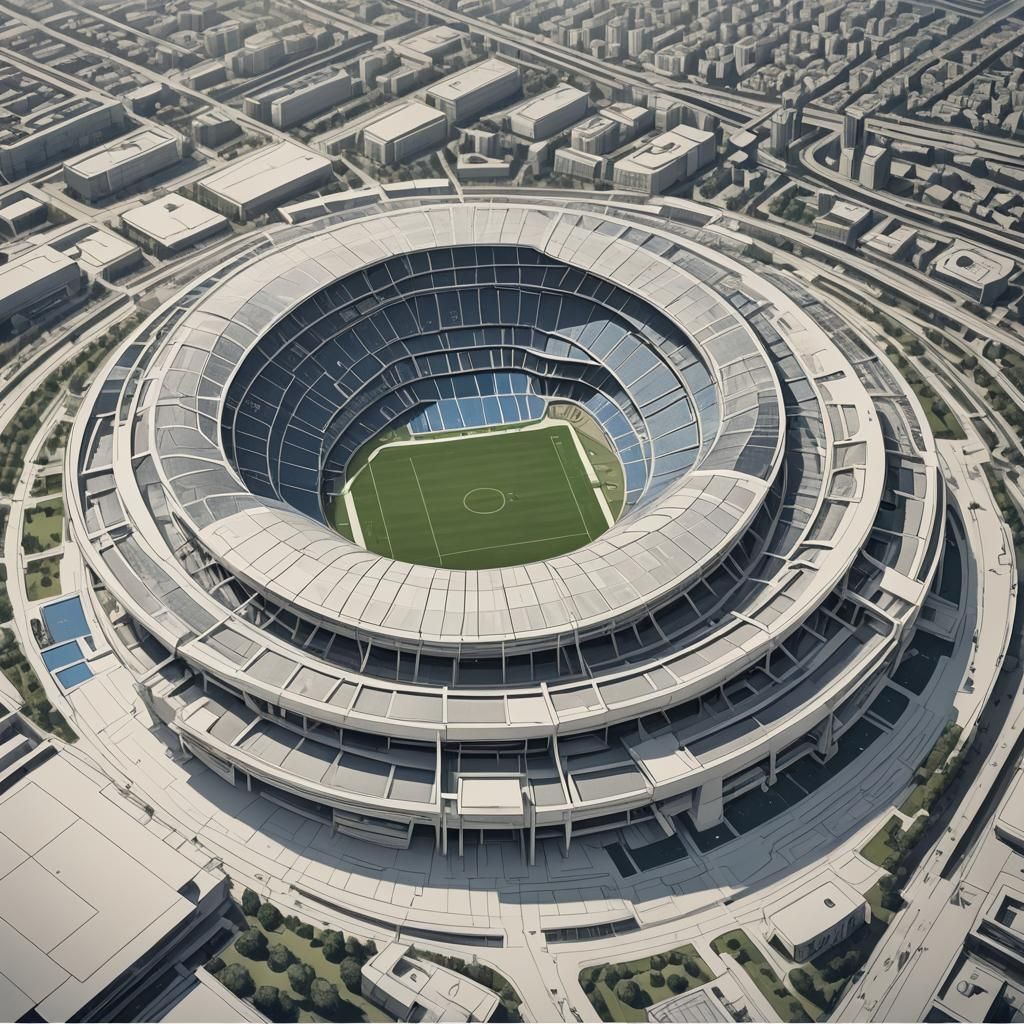 Futuristic Sports Stadium Blueprint: Utopian Architectural D...