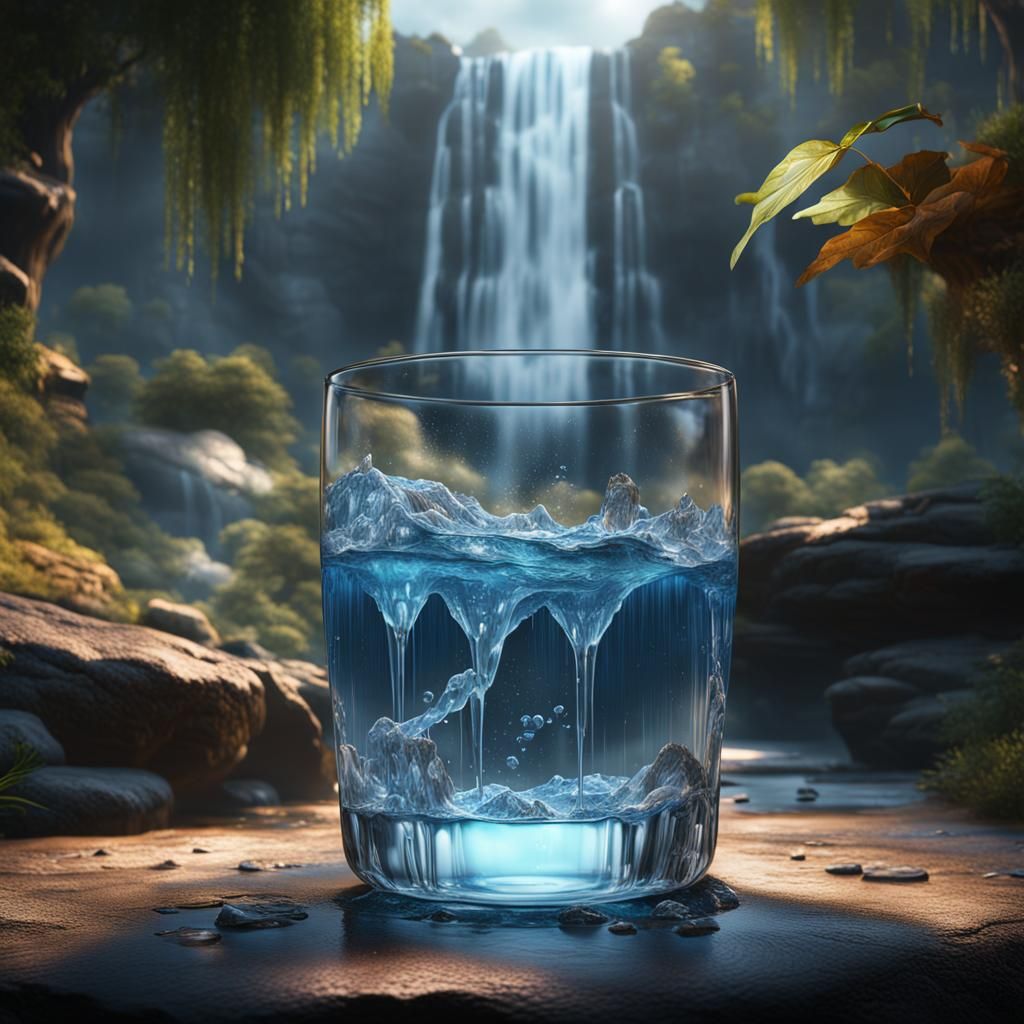 Waterfall in a Glass: Fantasy Concept Art