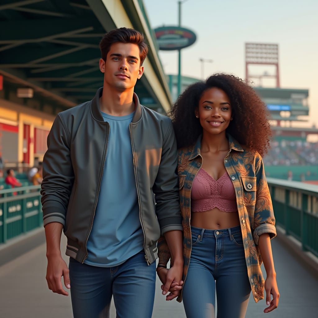 Hyper-Realistic Portrait of Young Athlete Strolling at Fenwa...