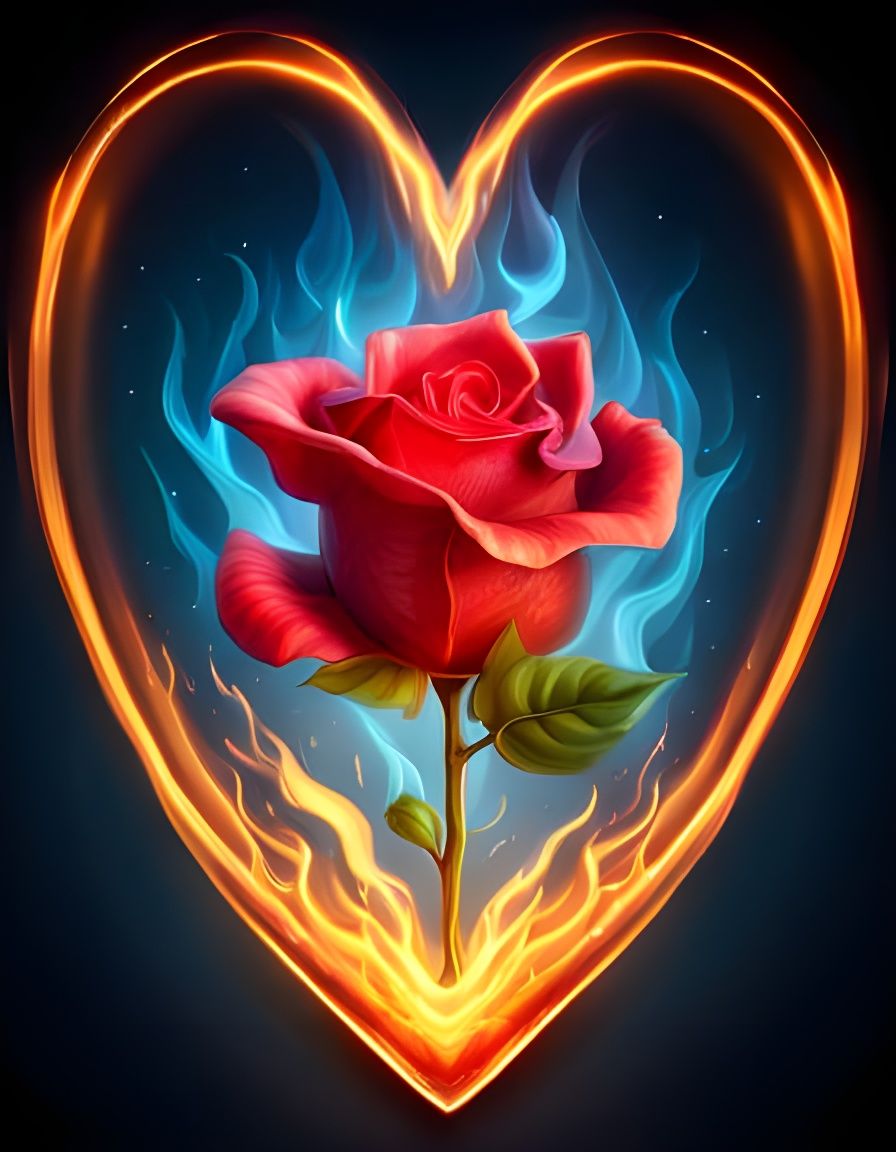 Flaming Rose Heart in Ultra High Quality