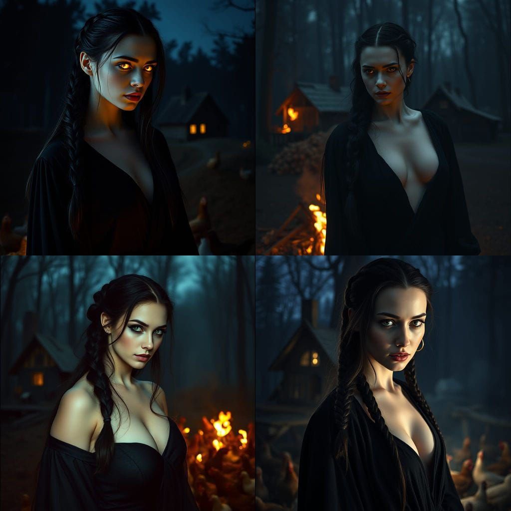 Mysterious Witch in Fiery Glow, Cinematic Film Still