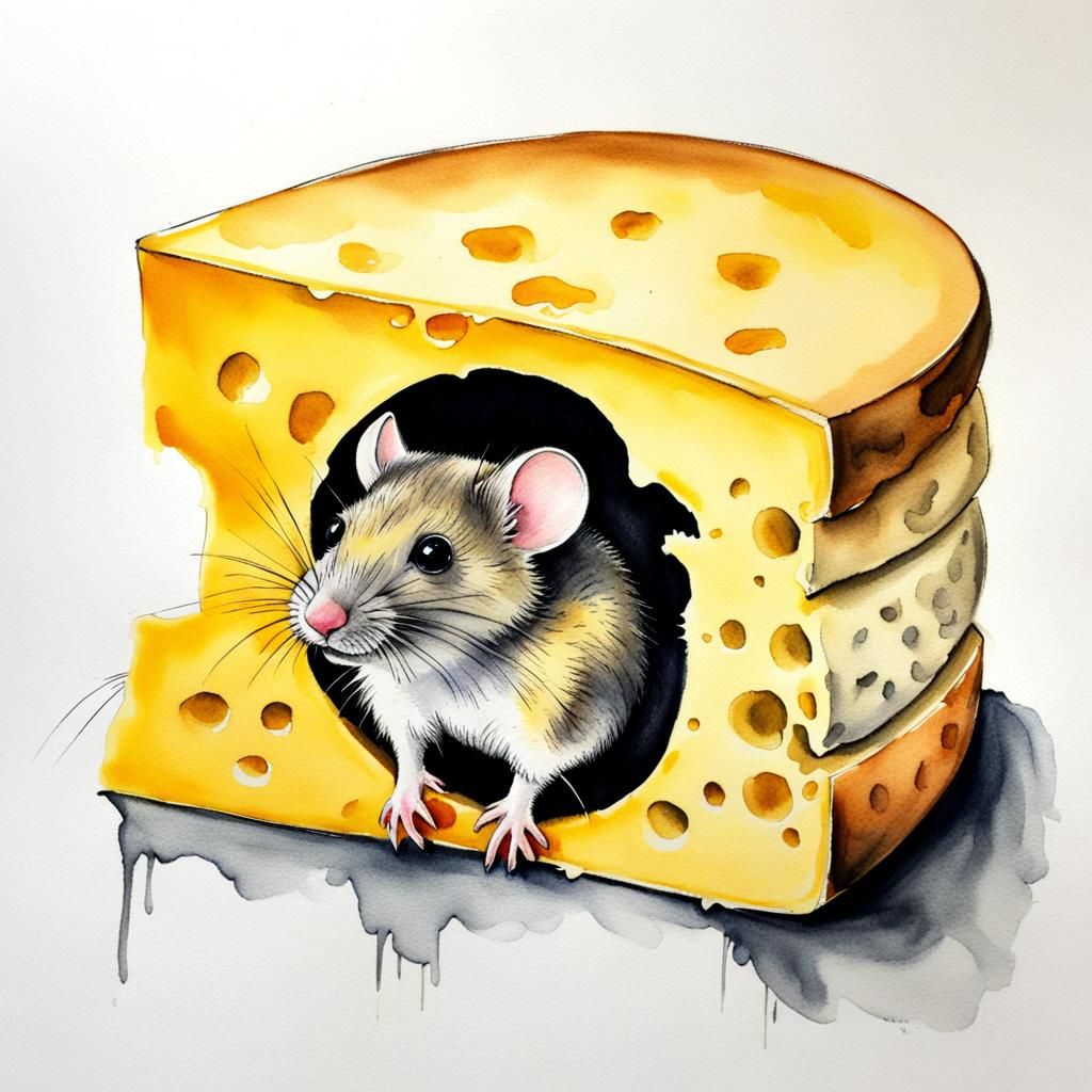 Color Splash Art MOUSE & HIS CHEESE