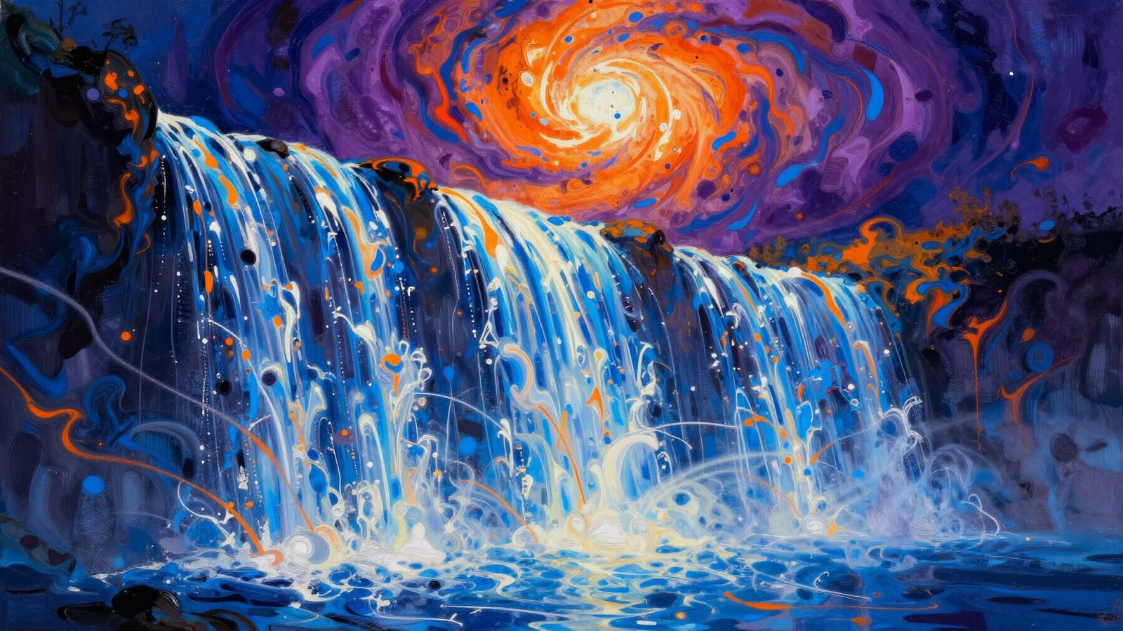 Abstract Music Waterfall of Light and Color