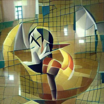 Abstract Cubist Volleyball Inspired by Gleizes