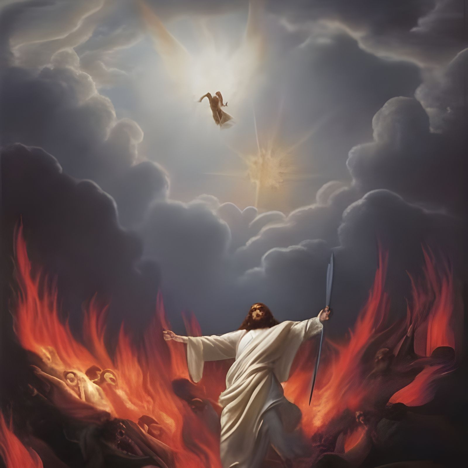 Jesus Defeats the Devil in Fiery Battle