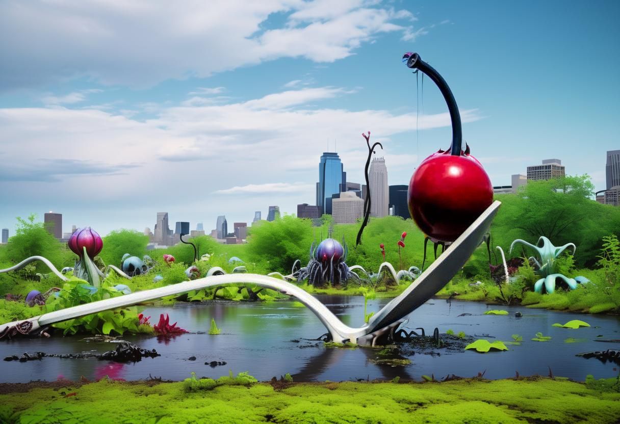 Bioluminescent Alien Overgrowth on Minneapolis Skyline