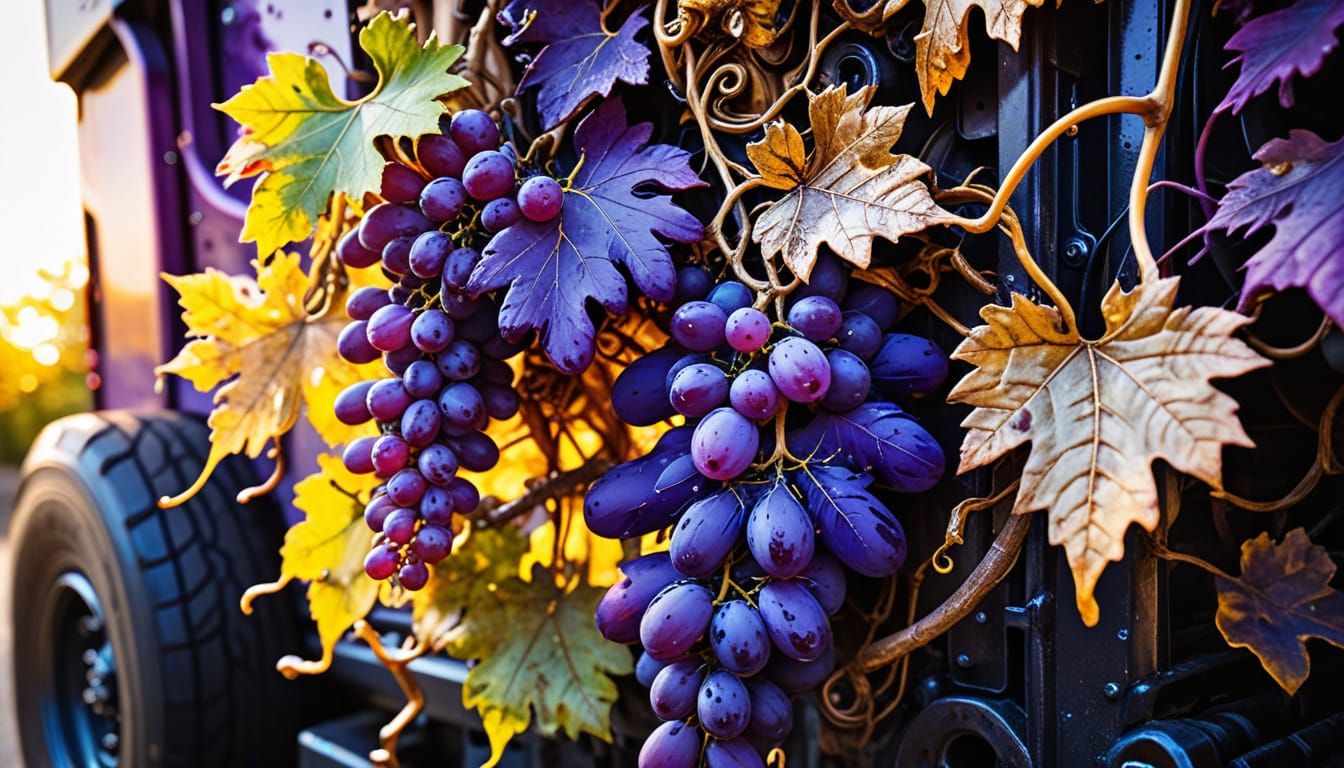 Grape Vine in Truck Engine with Alcohol Ink