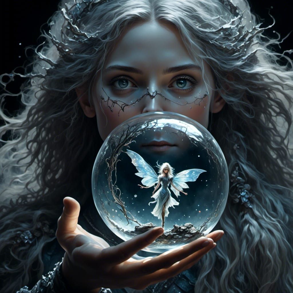 Fairy Decoding Crystal in Tim Burton Style