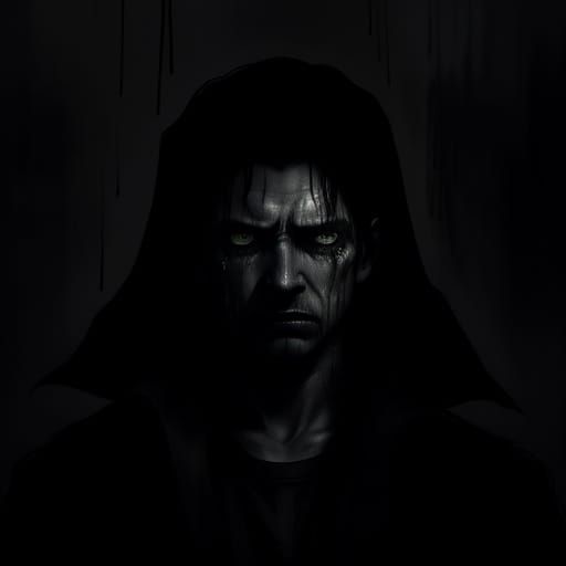 Man in Tears, Haunted by a Mysterious Feline Presence