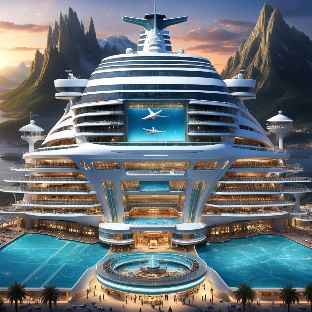 Fantastic Cruise Ship with Hogwarts and Airport