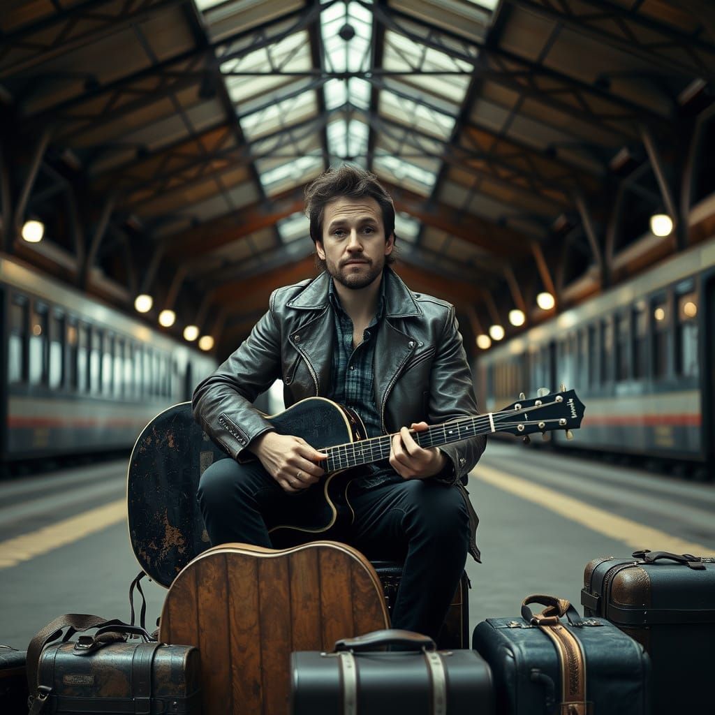 Poet in a Vintage Railway Station