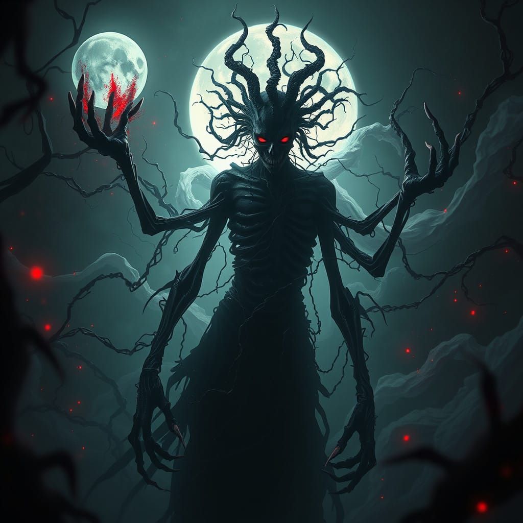 Cyberpunk Ghost of Lysander in a Dark, Haunted Realm