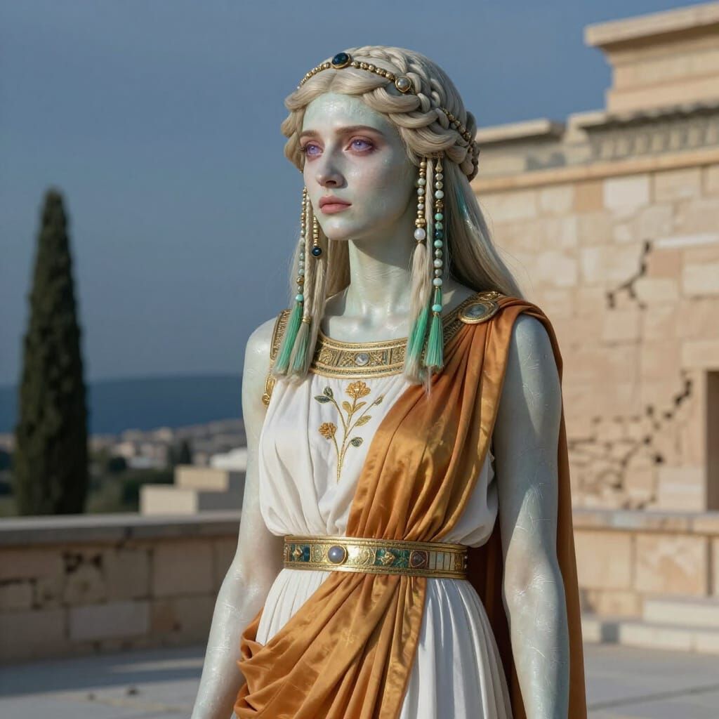 Ethereal Mycenaean Portrait of a Pale Blonde Woman
