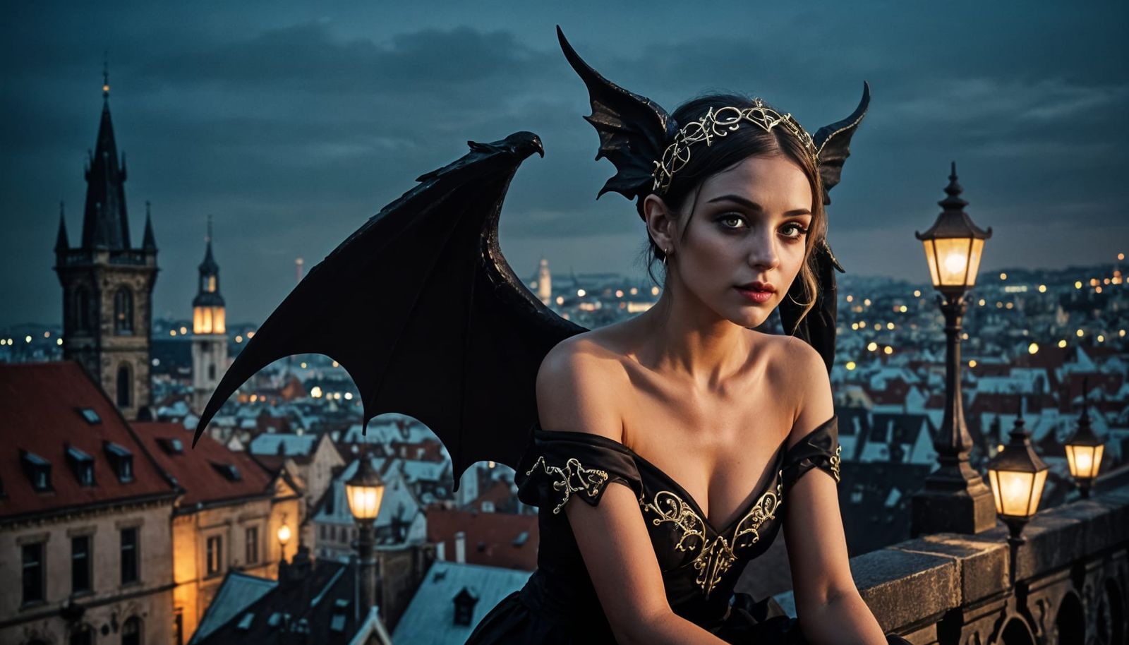 Surreal Pixie Reigns Over Prague's Gothic Rooftops in Art De...