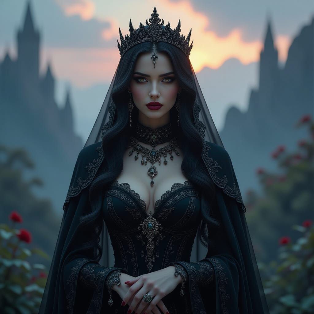 Goth Queen in Mystical Landscape: Matte Painting