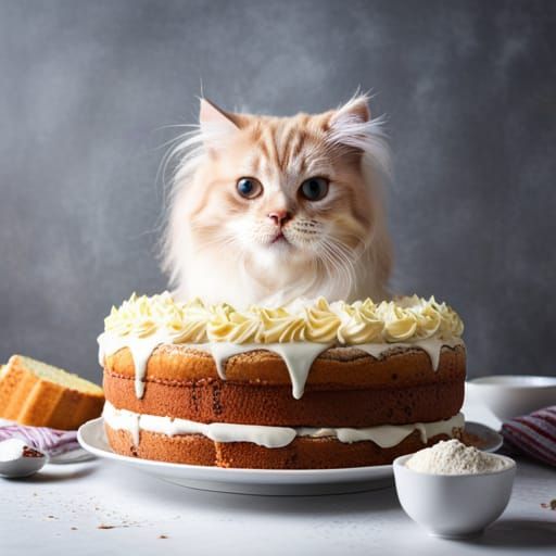 Whimsical Kitchen Chaos with Mischievous Cat