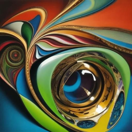 Abstract 3D Fractal Egg: Psychedelic Oil Painting