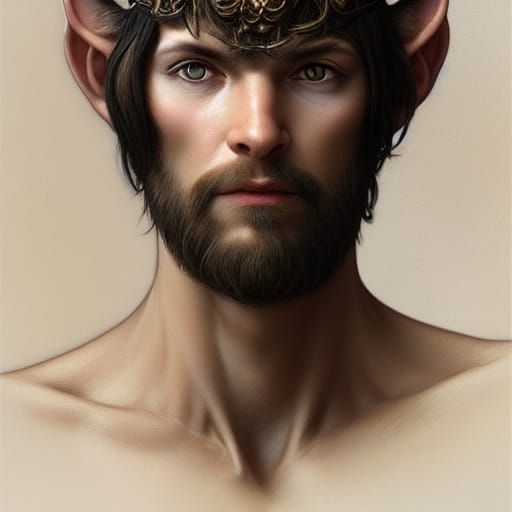 Elegant Satyr Portrait, Digital Art Style