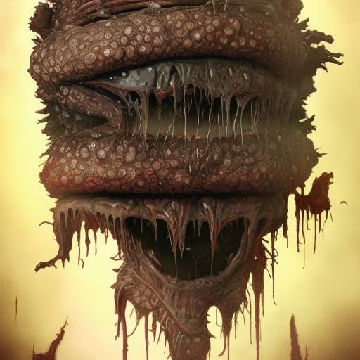Zombie Pancake Monster: Sinister Sci-Fi Horror Art
