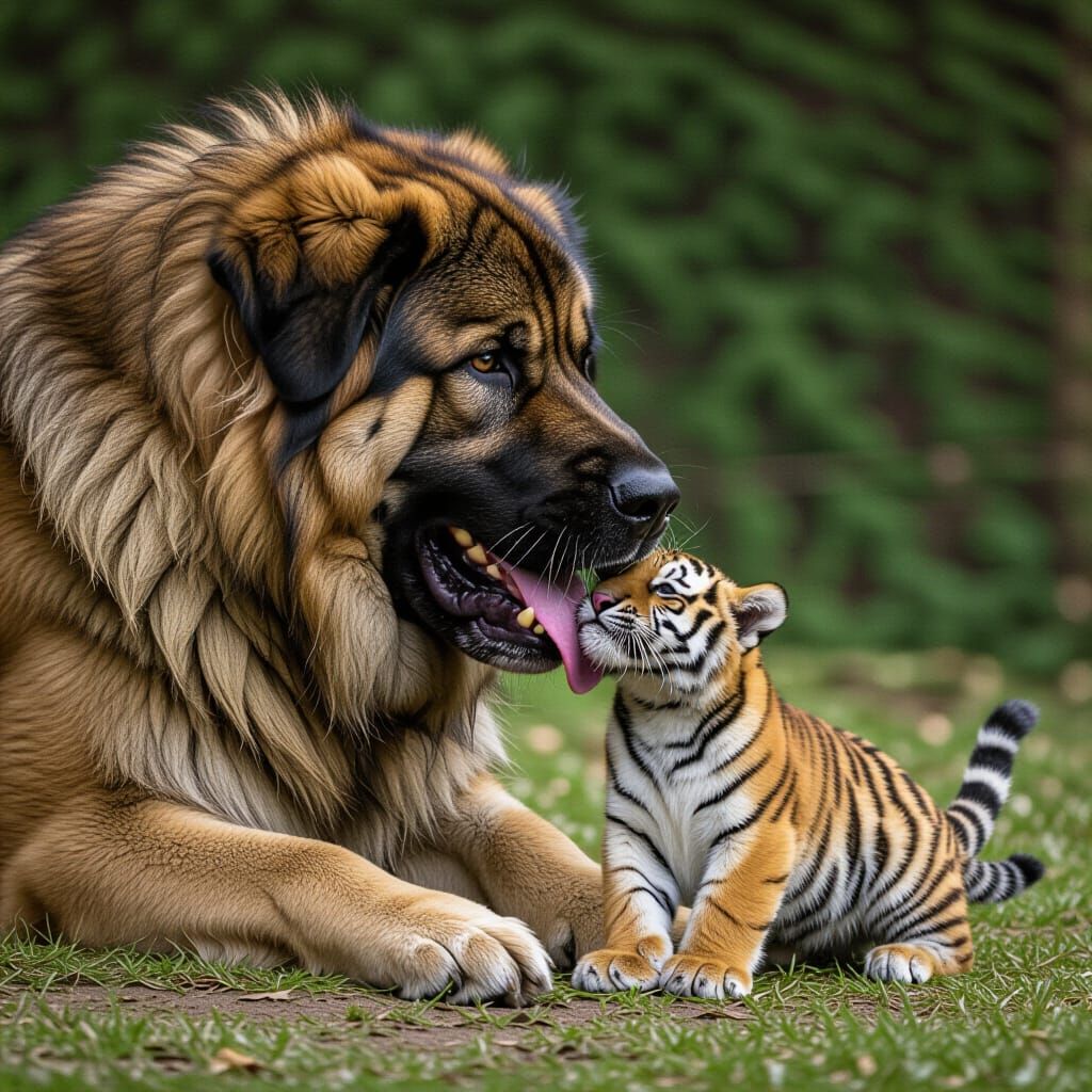 Giant Fierce Dog Devours Playful Tiger