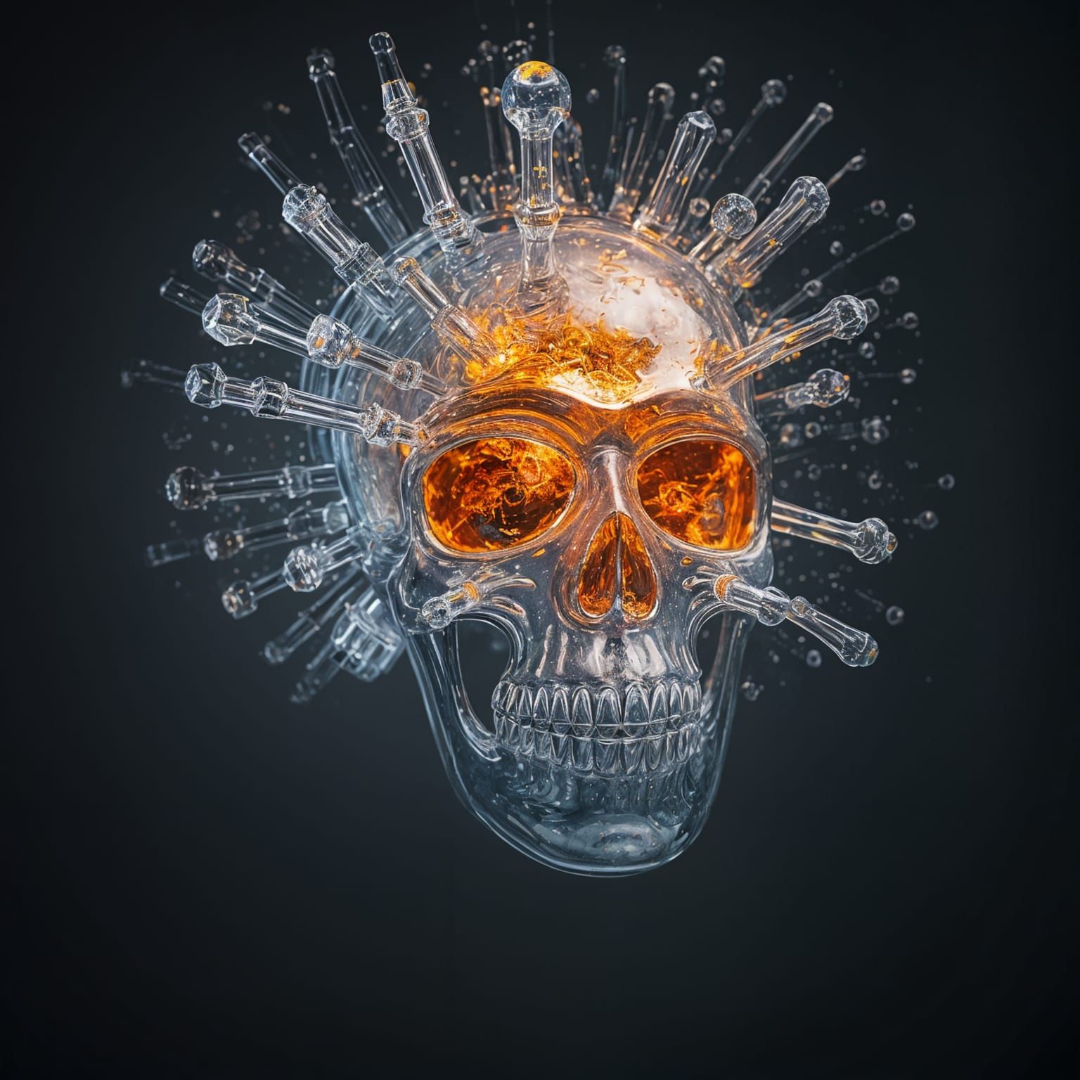 Exploding Glass Skull: Intricate Shattered Art