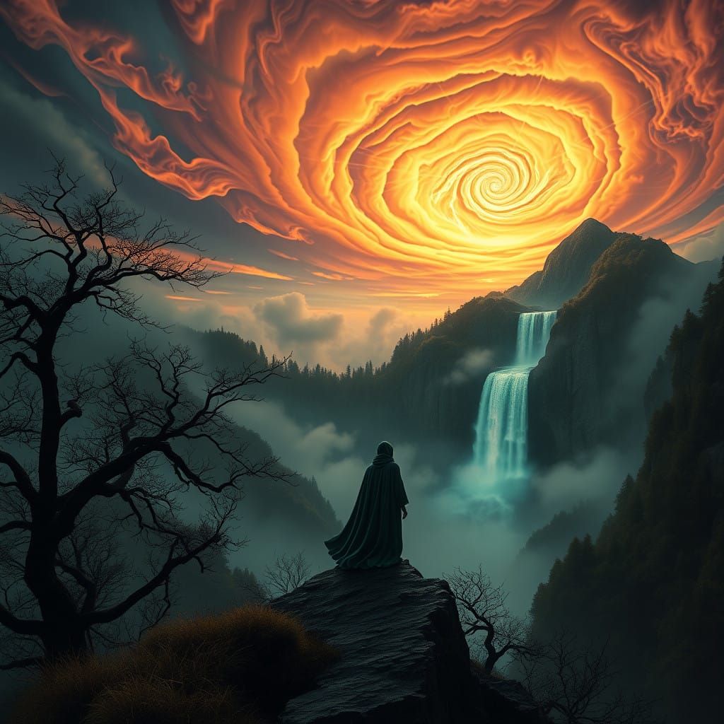 Ethereal Landscape of a Mystical Realm at Dusk