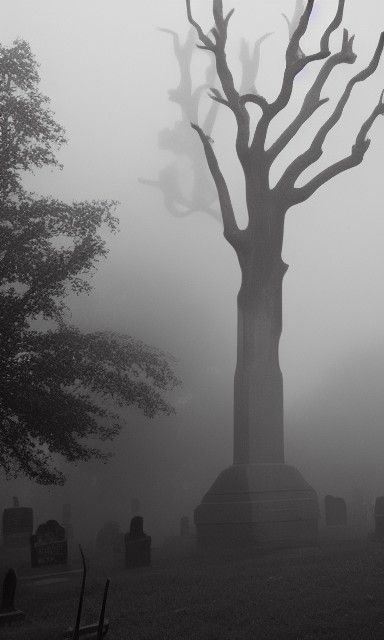 Sinister Graveyard in Fog: A Halloween Filmic Photo