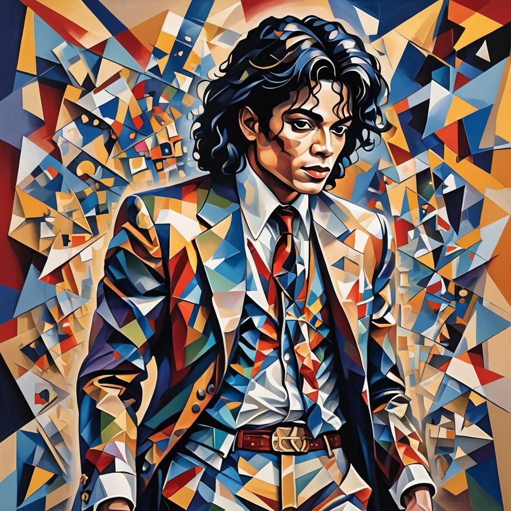 Cubist Portrait with Geometric Art Deco Elements