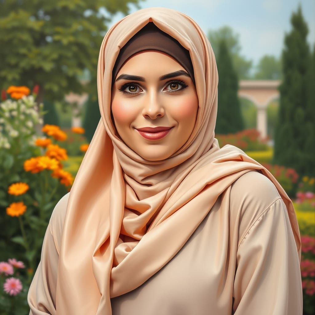 Oil Painting of a Woman in a Garden