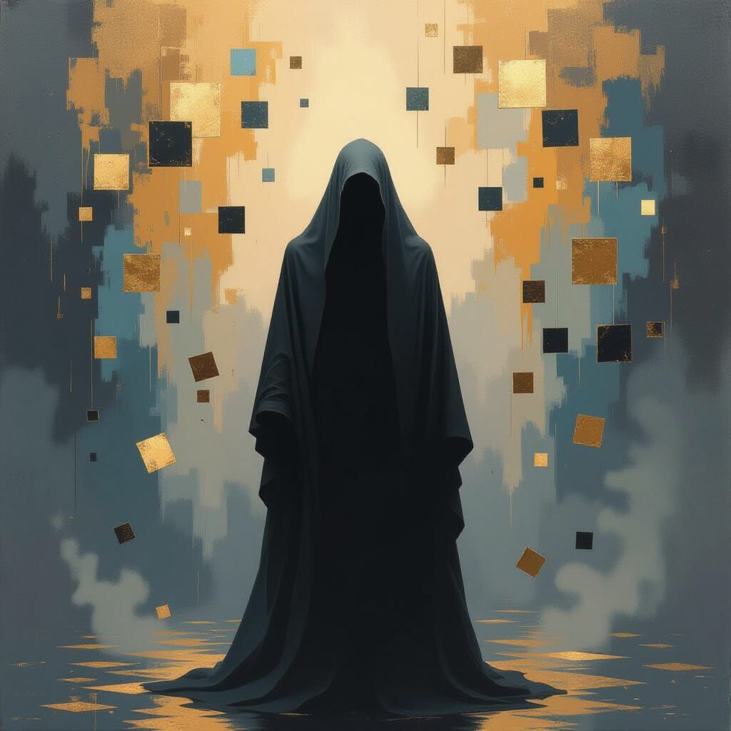 Energy Vortex with Human Silhouette, Abstract Art