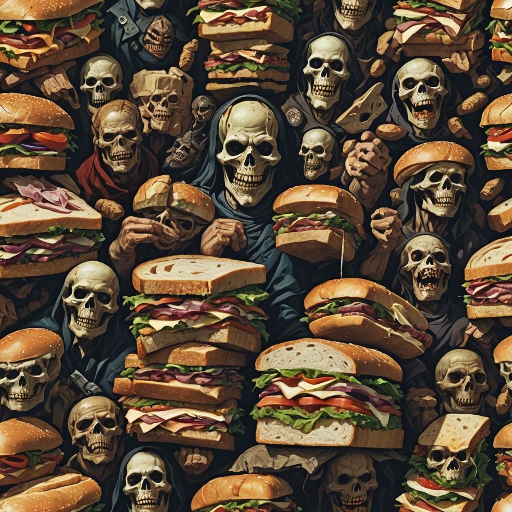 Sinister Sandwich of the Gods in Dark Fantasy Style