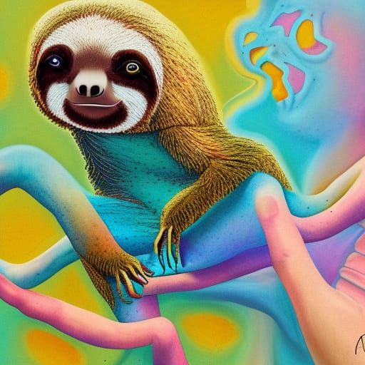 Cosmic Sloths: Holographic Astral Illustration