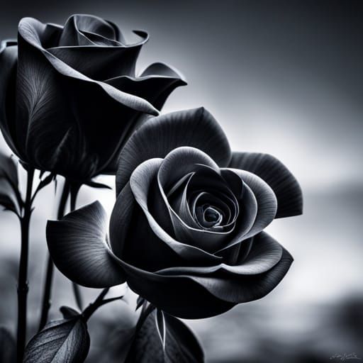 Hyperrealistic Black Roses in High Definition