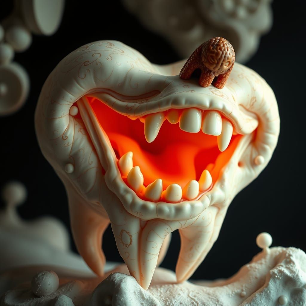 Wistful Tooth in Folk Art Style