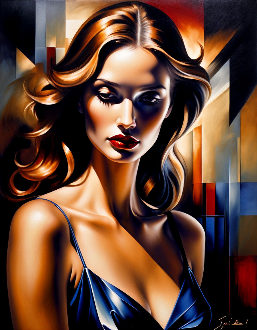 Sensual Oil Painting of Love in Vibrant Colors