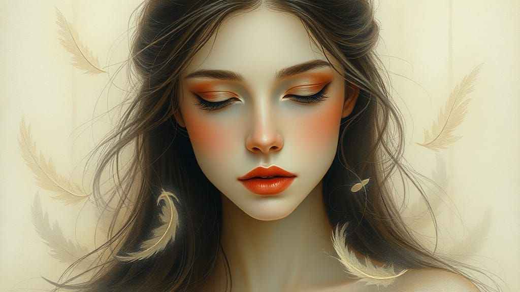 A Woman Radiating Compassion and Warmth in a Dreamy Watercol...