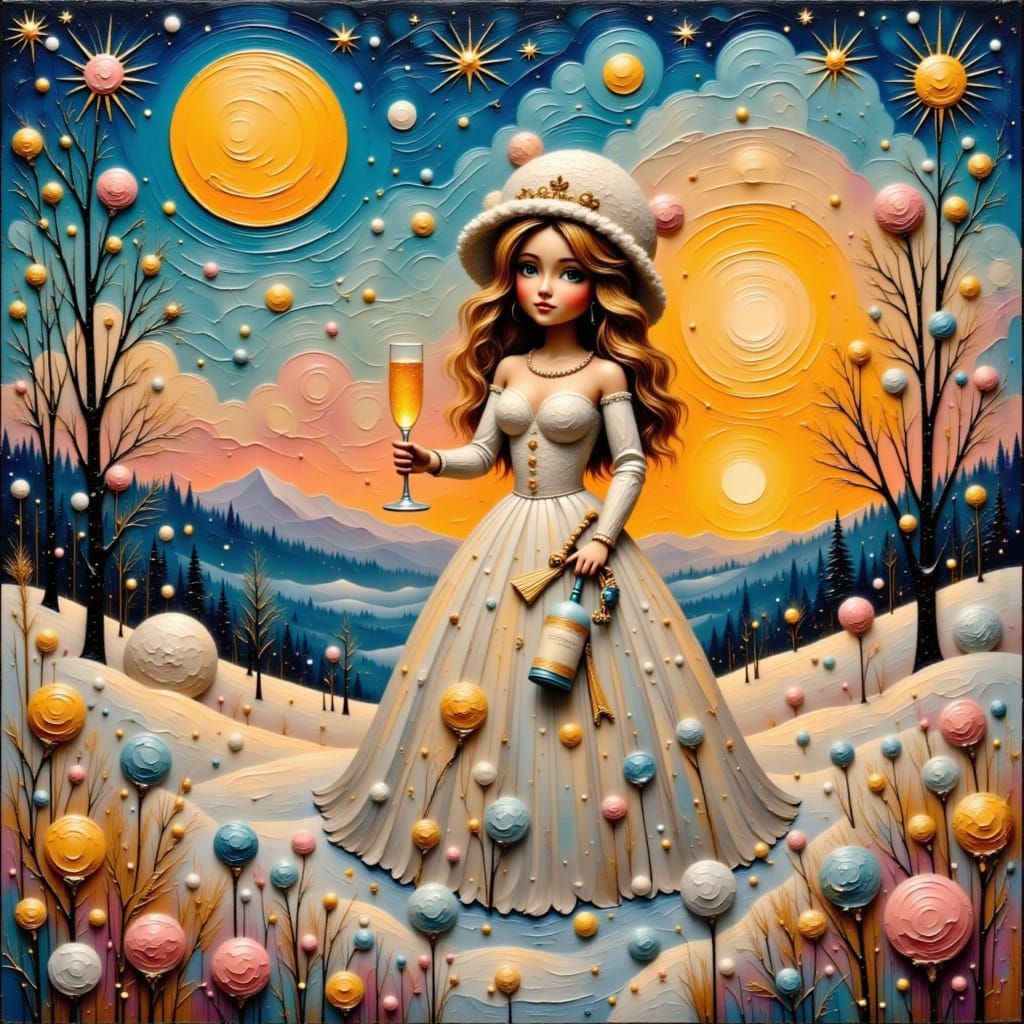 young woman in white fur