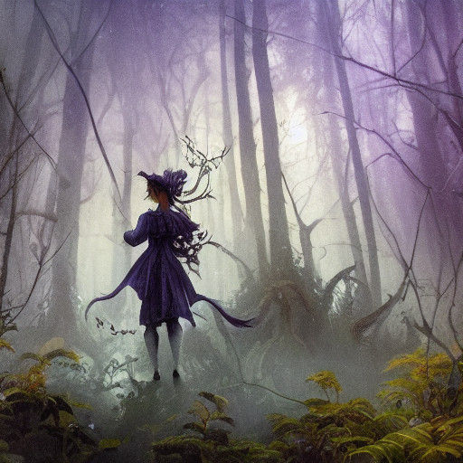 Surreal Vampire in Whimsical Dark Fantasy Scene