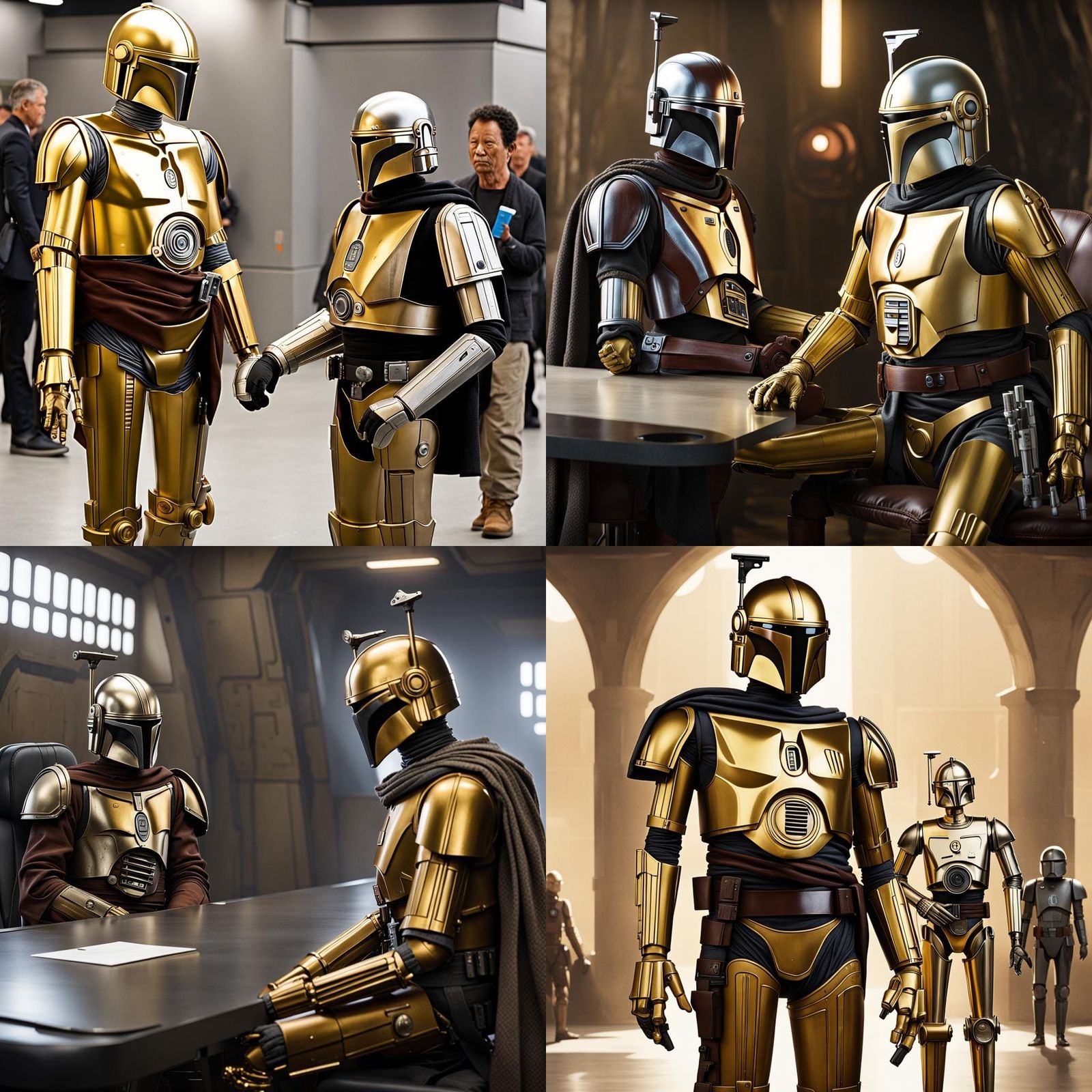 The Mandalorian Meets C3-PO in Digital Art